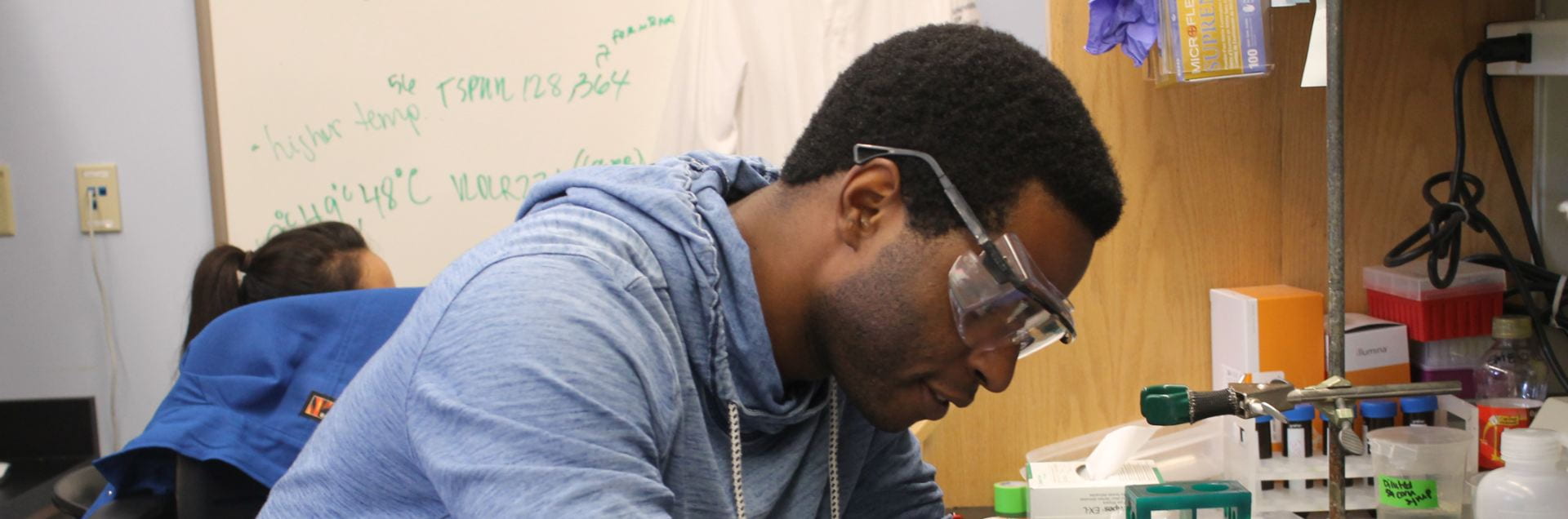 Student working on a lab